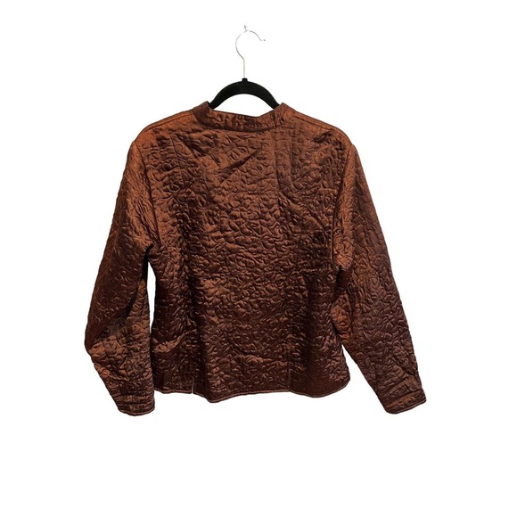 Vtg APRIL CORNELL Womens Quilted Jacket 100% Rayon Satin Brown Button Up Sz S - Picture 2 of 6